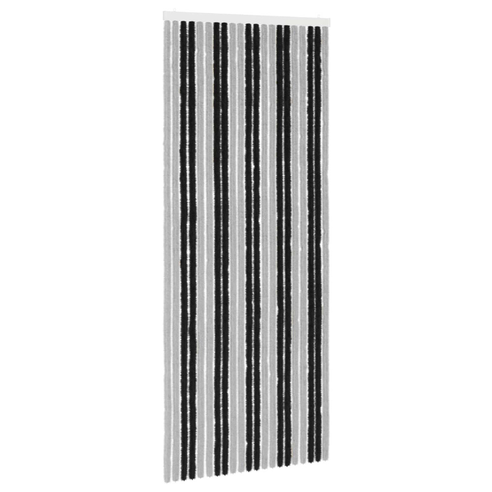 Produktbild för Insektsgardin Chenille Grå och svart 90 x 220 cm 100% PP