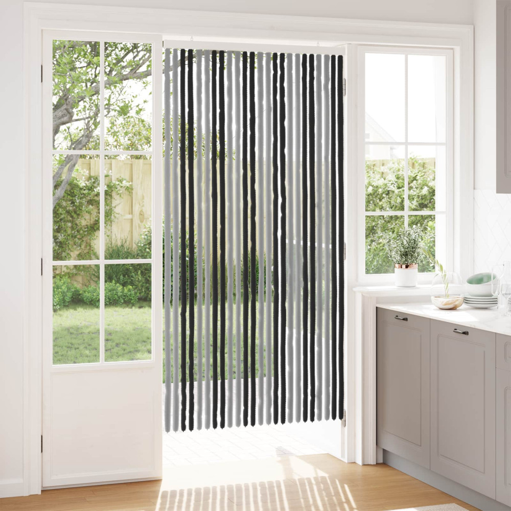 Produktbild för Insektsgardin Chenille Grå och svart 100 x 200 cm 100% PP