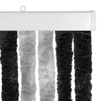Produktbild för Insektsgardin Chenille Grå och svart 100 x 200 cm 100% PP