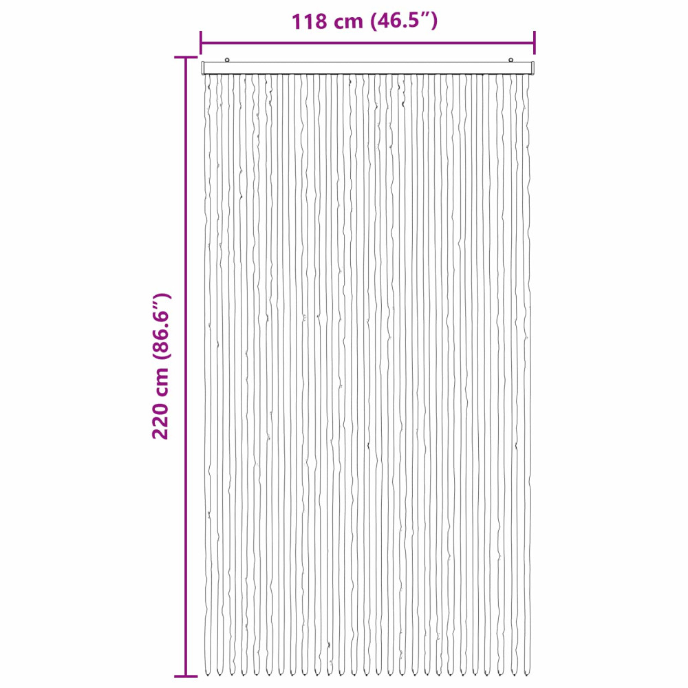 Produktbild för Insektsgardin Chenille Grå och svart 118 x 220 cm 100% PP