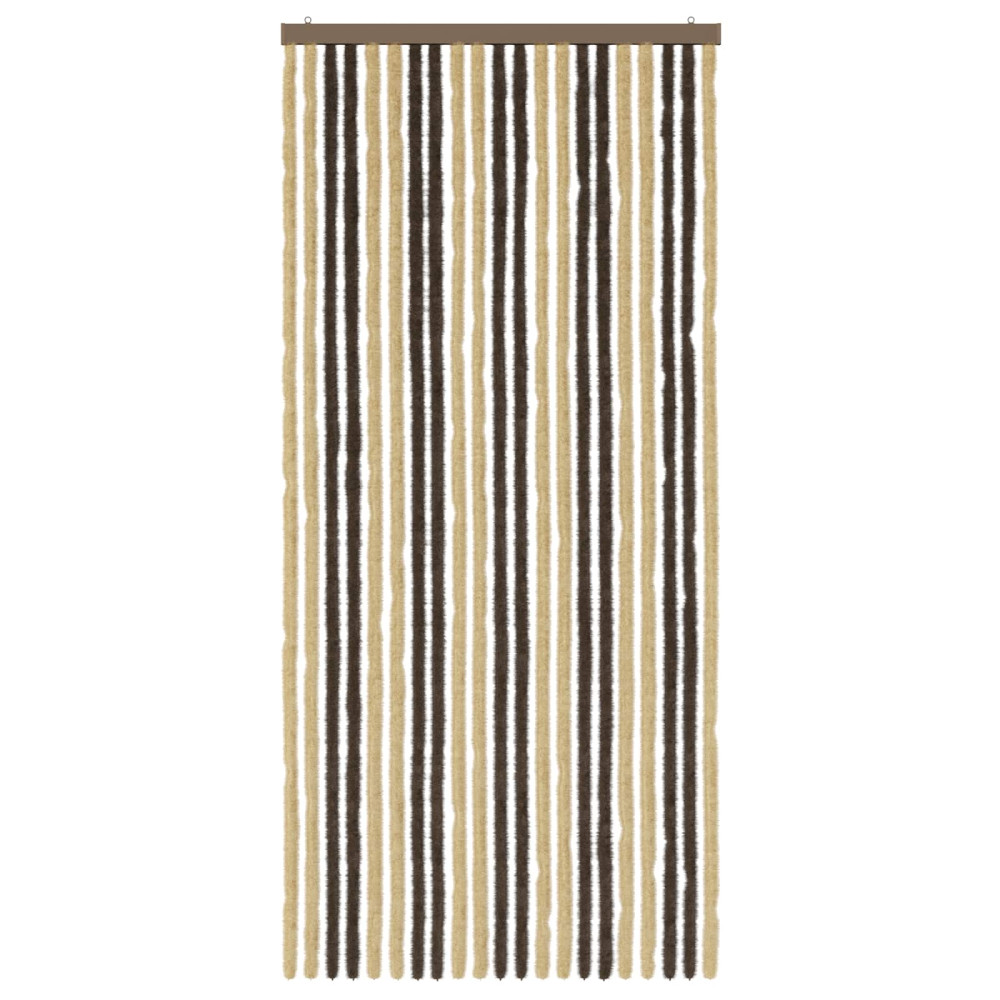 Produktbild för Insektsgardin Chenille Mörkbrun och Beige 90 x 200 cm 100% PP