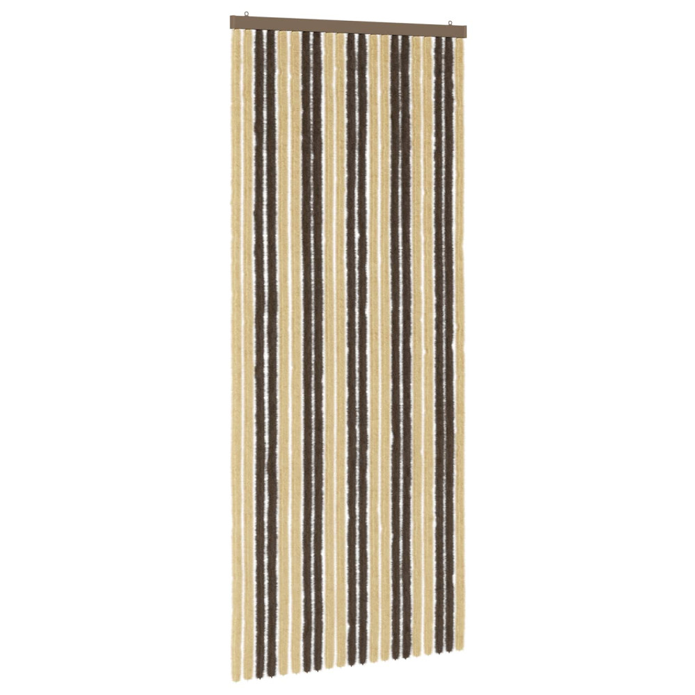 Produktbild för Insektsgardin Chenille Mörkbrun och Beige 90 x 220 cm 100% PP