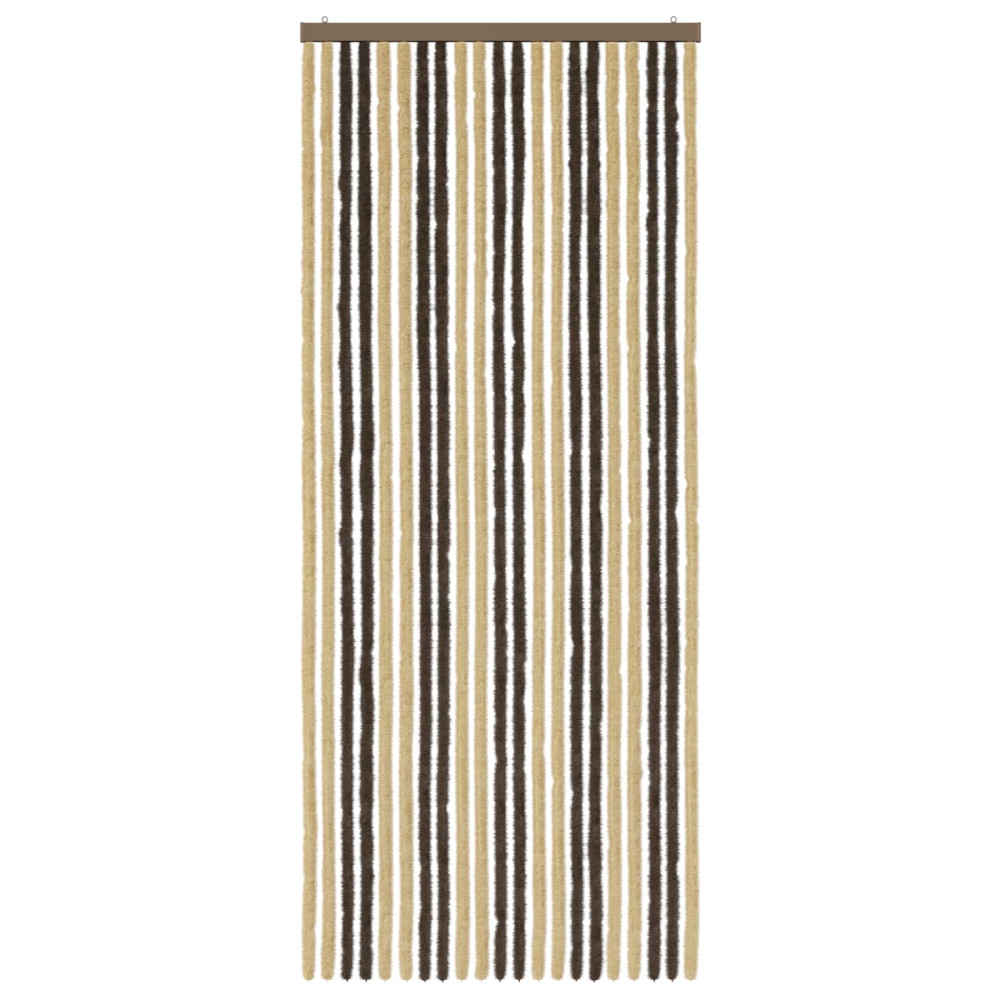 Produktbild för Insektsgardin Chenille Mörkbrun och Beige 90 x 220 cm 100% PP