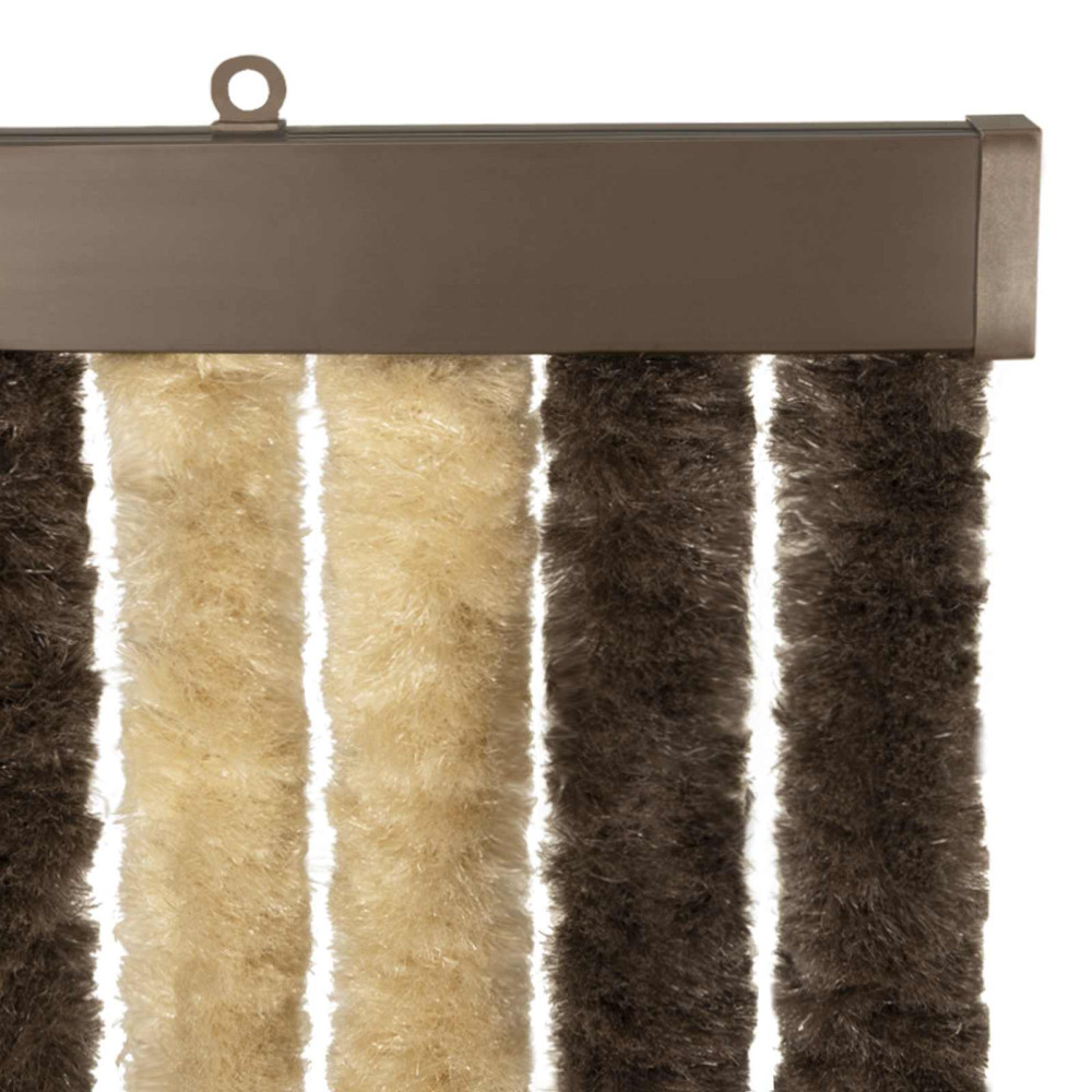 Produktbild för Insektsgardin Chenille Mörkbrun och Beige 90 x 220 cm 100% PP