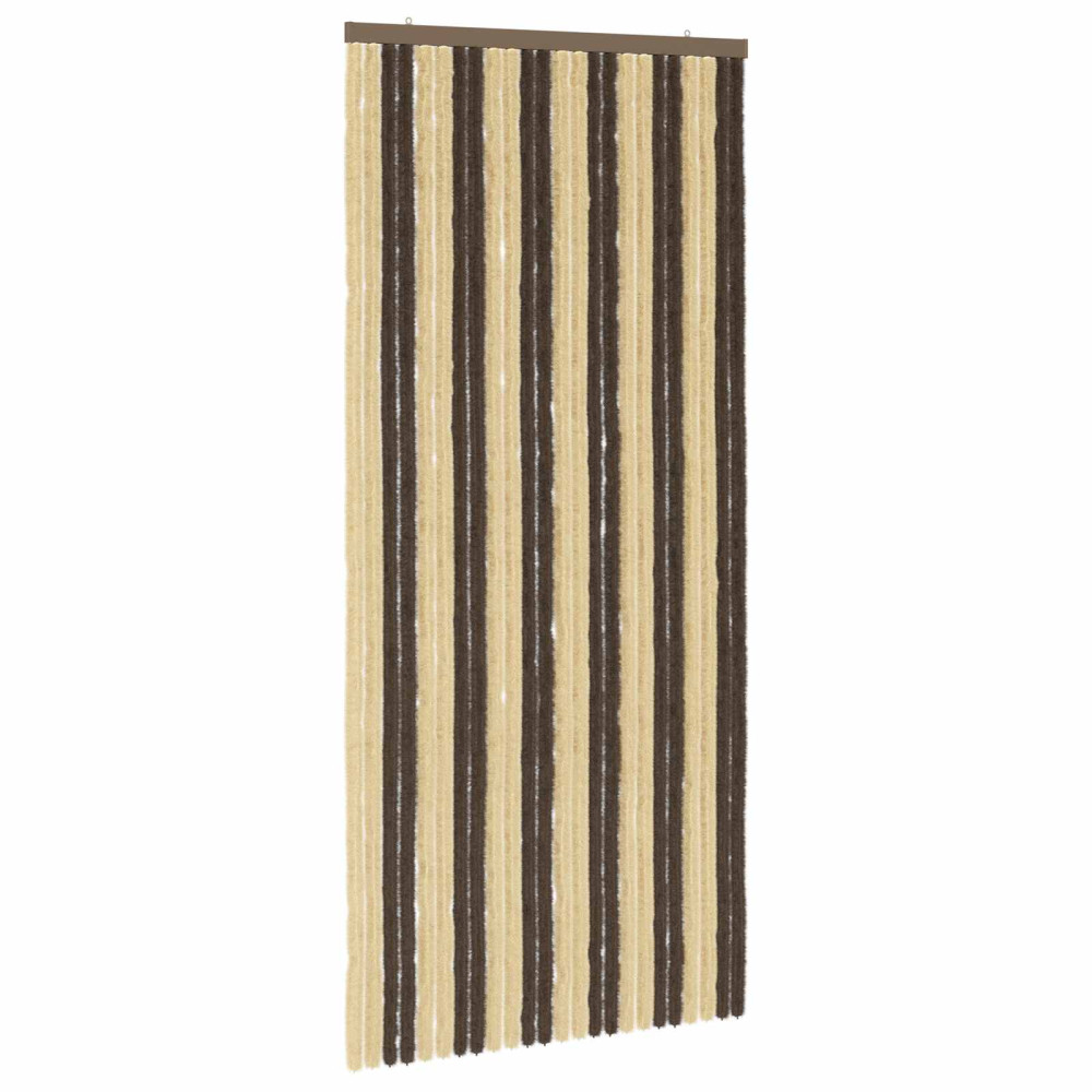 Produktbild för Insektsgardin Chenille Mörkbrun och beige 100 x 220 cm 100% PP