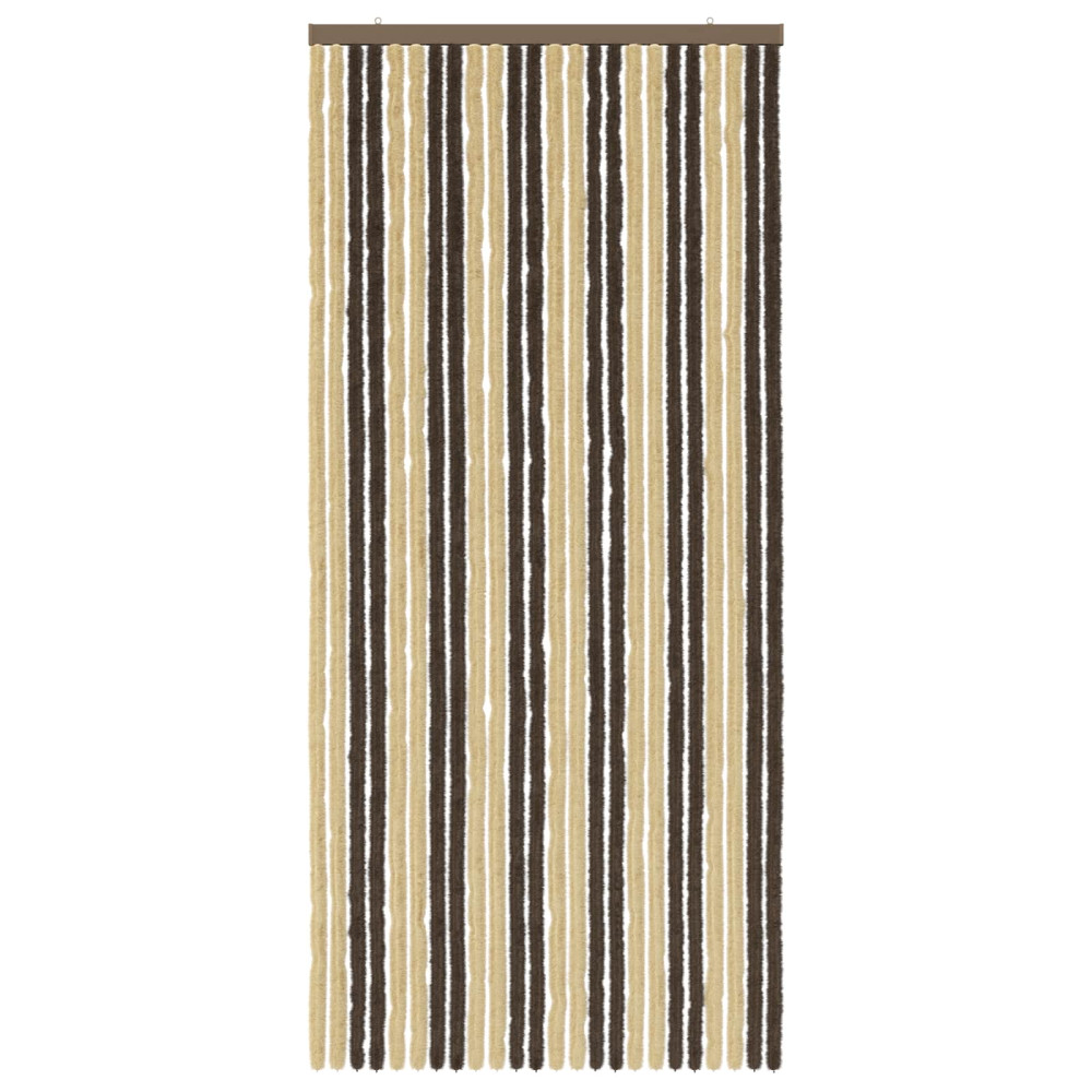 Produktbild för Insektsgardin Chenille Mörkbrun och beige 100 x 220 cm 100% PP