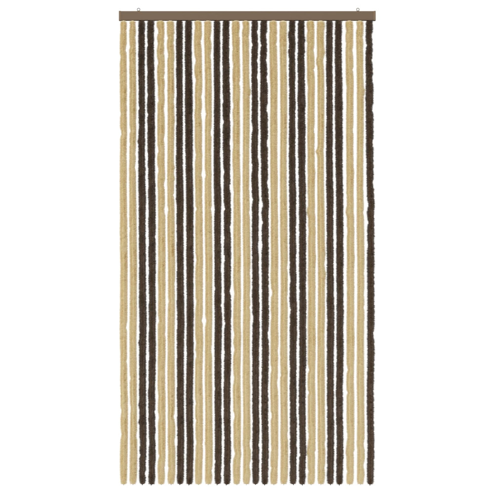 Produktbild för Insektsgardin Chenille Mörkbrun och Beige 118 x 220 cm 100% PP