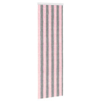 Produktbild för Insektsgardin Chenille Silvergrå och Rosa 56 x 185 cm 100% PP