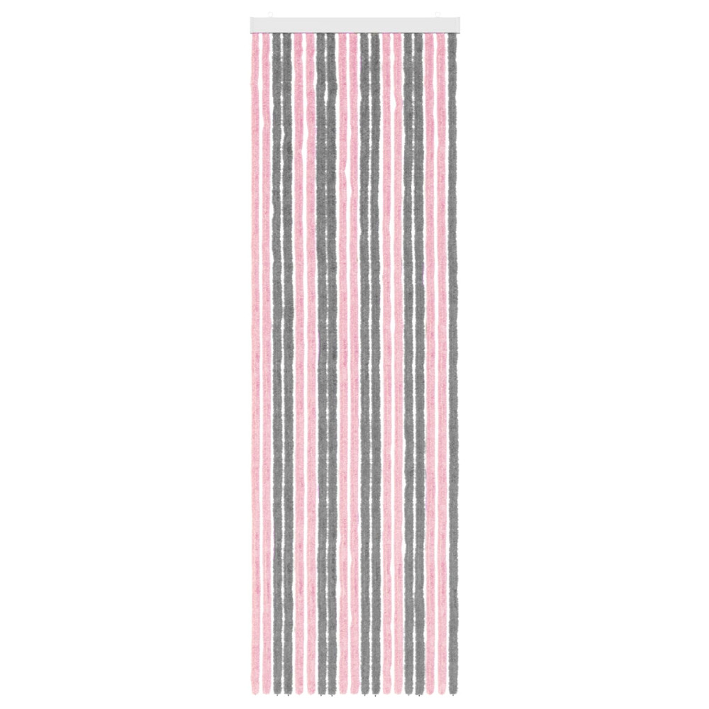 Produktbild för Insektsgardin Chenille Silvergrå och Rosa 56 x 185 cm 100% PP