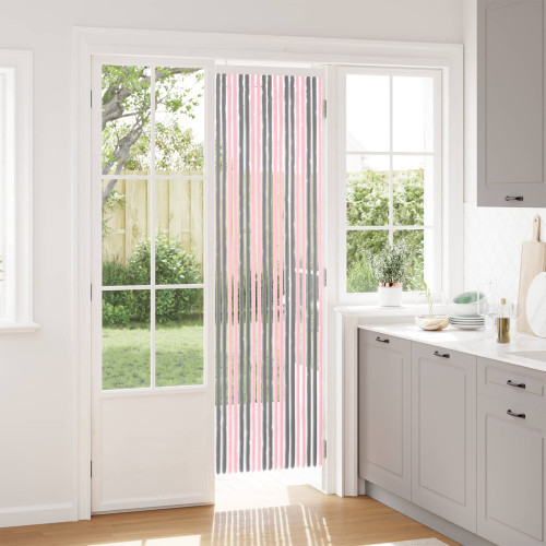 vidaXL Insektsgardin Chenille Silvergrå och Rosa 56 x 200 cm 100% PP