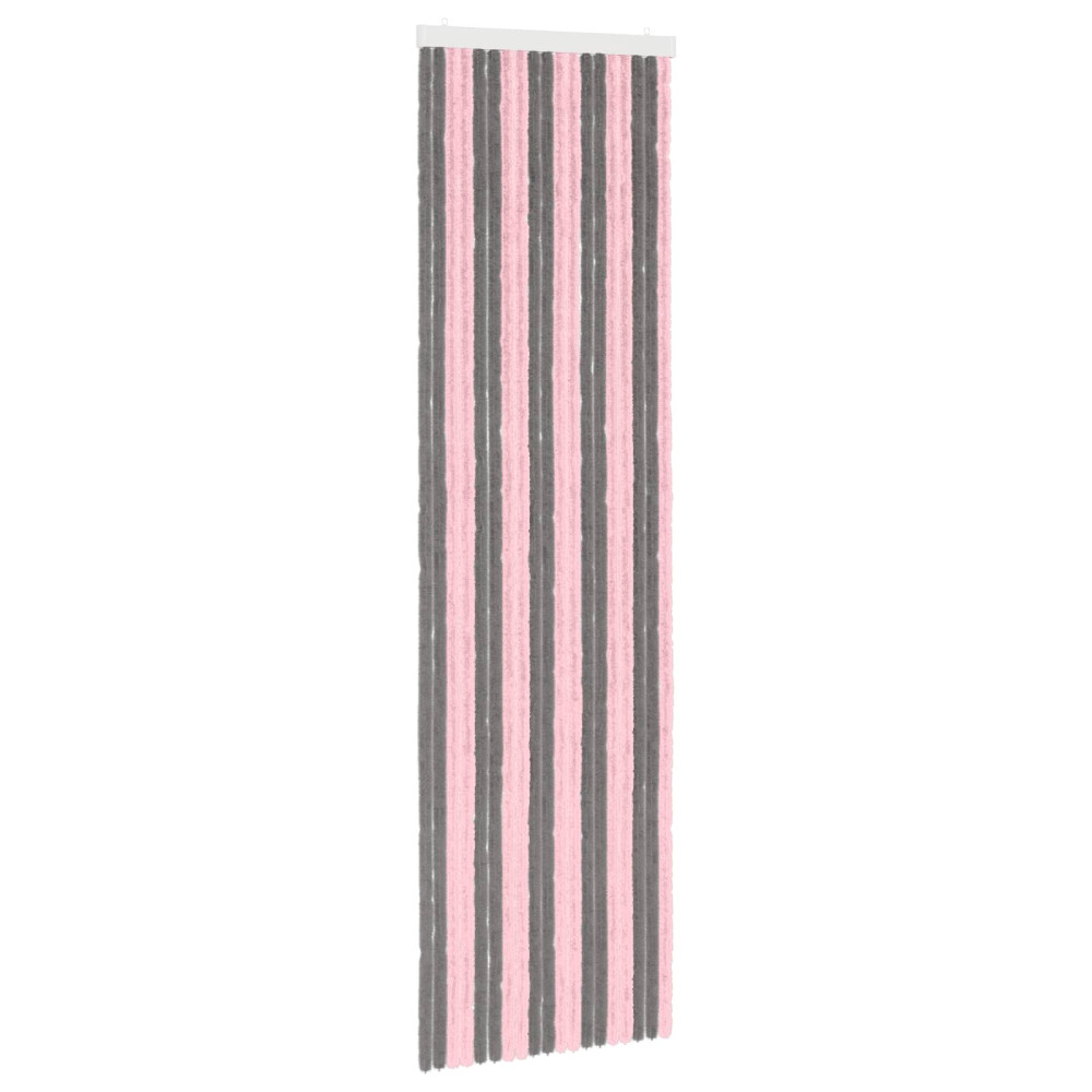 Produktbild för Insektsgardin Chenille Silvergrå och Rosa 56 x 200 cm 100% PP