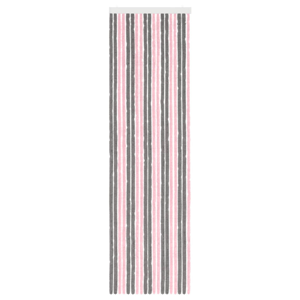 Produktbild för Insektsgardin Chenille Silvergrå och Rosa 56 x 200 cm 100% PP