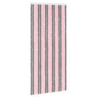 Produktbild för Insektsgardin Chenille Silvergrå och rosa 90 x 200 cm 100% PP