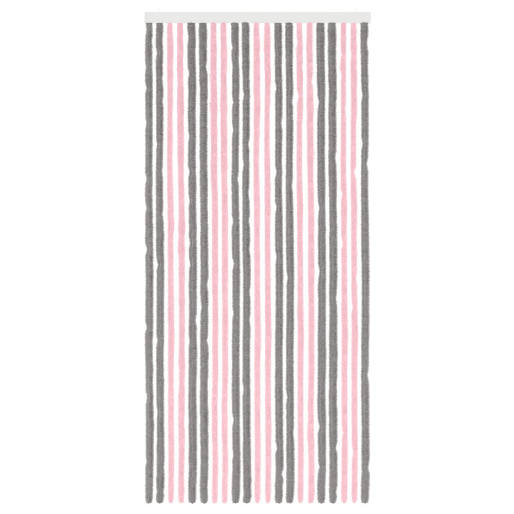 Produktbild för Insektsgardin Chenille Silvergrå och rosa 90 x 200 cm 100% PP