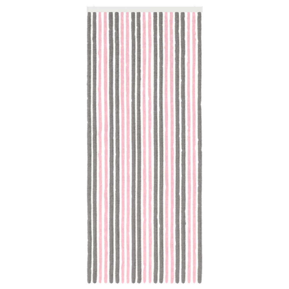 Produktbild för Insektsgardin Chenille Silvergrå och Rosa 90 x 220 cm 100% PP