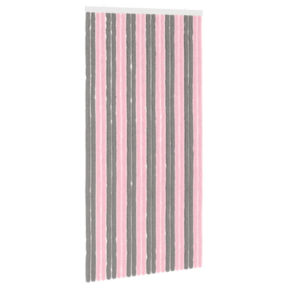 Produktbild för Insektsgardin Chenille Silvergrå och Rosa 100 x 200 cm 100% PP