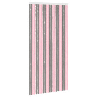 Produktbild för Insektsgardin Chenille Silvergrå och Rosa 100 x 200 cm 100% PP