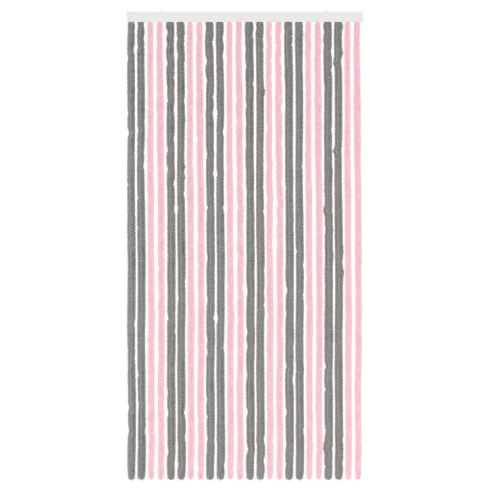 Produktbild för Insektsgardin Chenille Silvergrå och Rosa 100 x 200 cm 100% PP