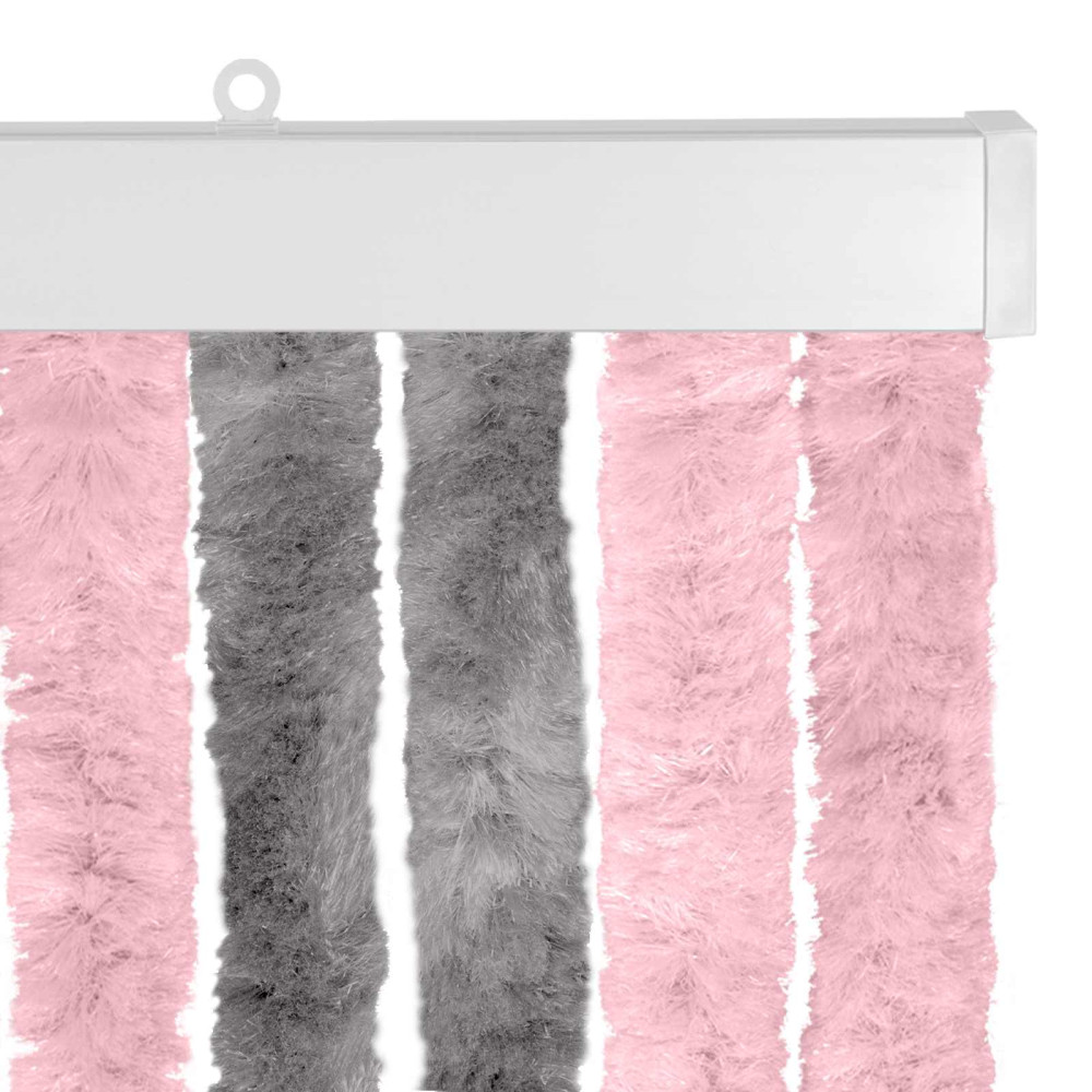 Produktbild för Insektsgardin Chenille Silvergrå och Rosa 100 x 200 cm 100% PP