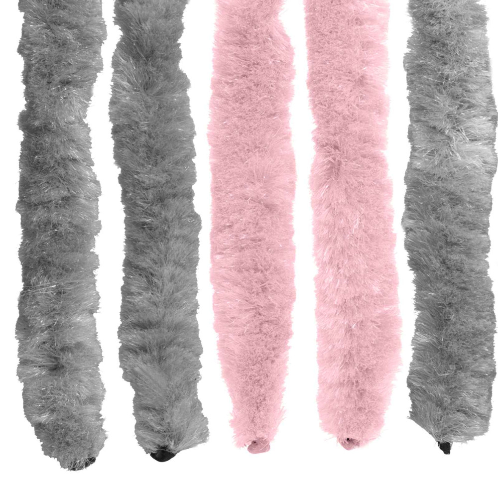 Produktbild för Insektsgardin Chenille Silvergrå och Rosa 100 x 200 cm 100% PP