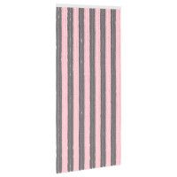 Produktbild för Insektsgardin Chenille Silvergrå och Rosa 100 x 220 cm 100% PP