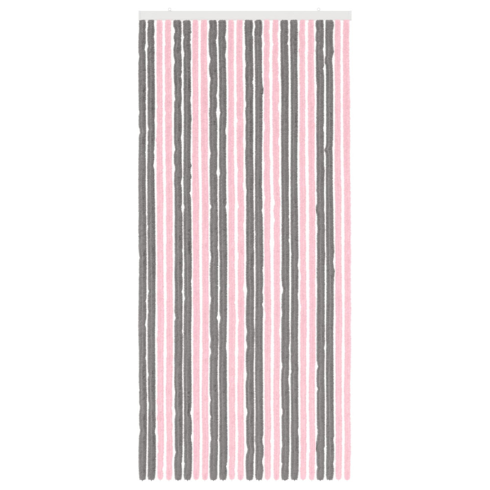 Produktbild för Insektsgardin Chenille Silvergrå och Rosa 100 x 220 cm 100% PP