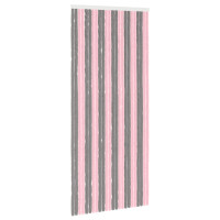 Produktbild för Insektsgardin Chenille Silvergrå och rosa 100 x 230 cm 100% PP
