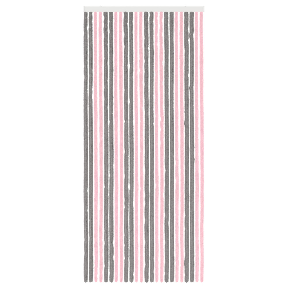 Produktbild för Insektsgardin Chenille Silvergrå och rosa 100 x 230 cm 100% PP