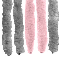 Produktbild för Insektsgardin Chenille Silvergrå och rosa 100 x 230 cm 100% PP