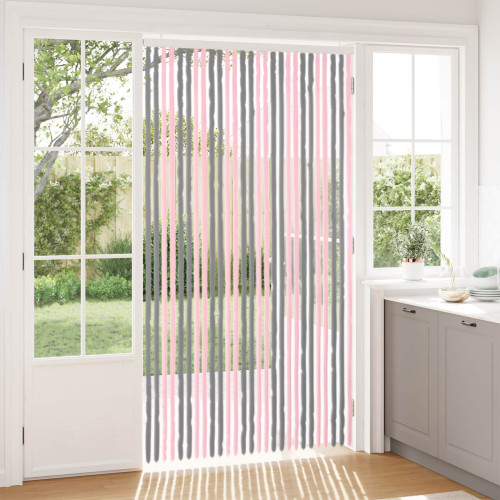 vidaXL Insektsgardin Chenille Silvergrå och Rosa 118 x 220 cm 100% PP