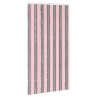 Produktbild för Insektsgardin Chenille Silvergrå och Rosa 118 x 220 cm 100% PP