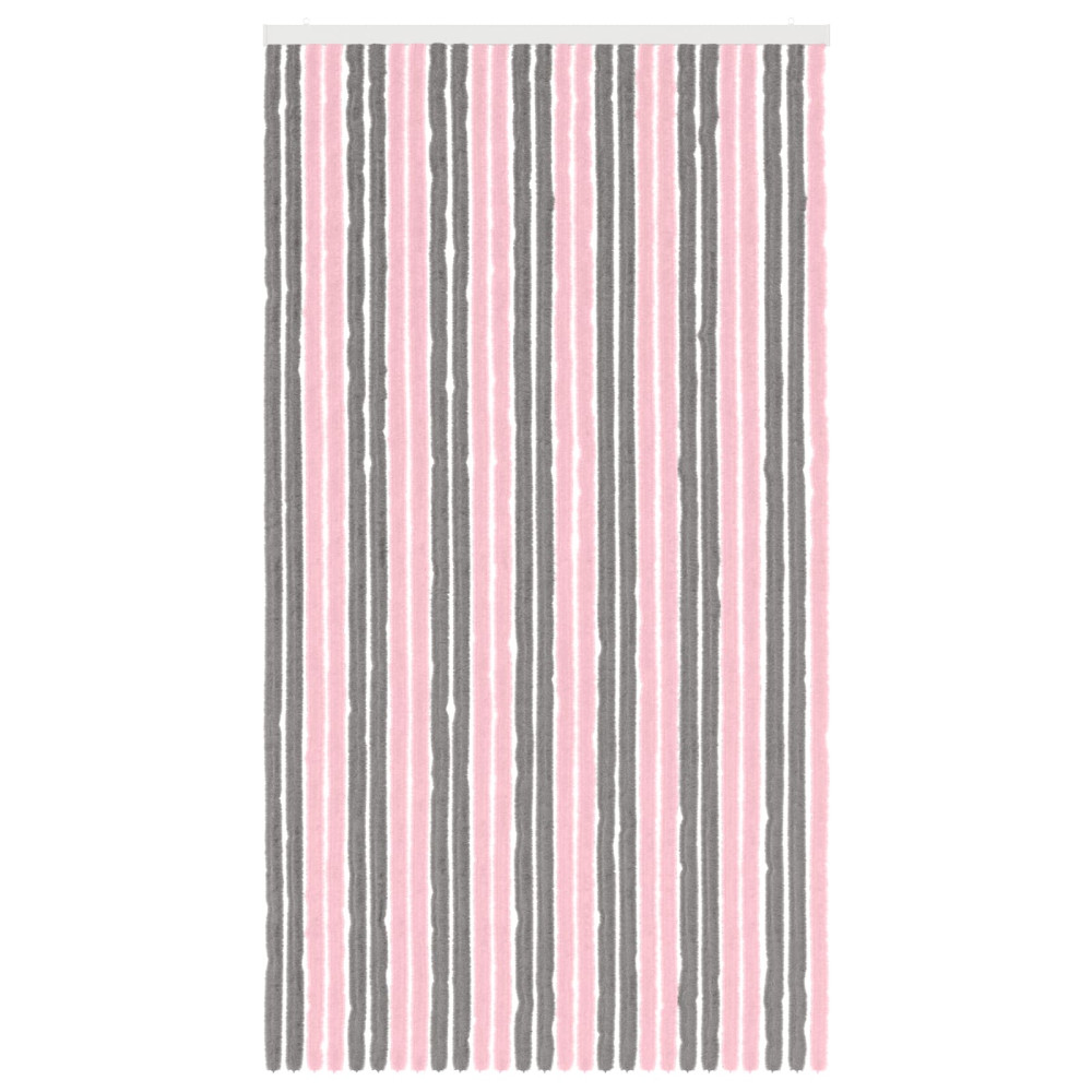 Produktbild för Insektsgardin Chenille Silvergrå och Rosa 118 x 220 cm 100% PP