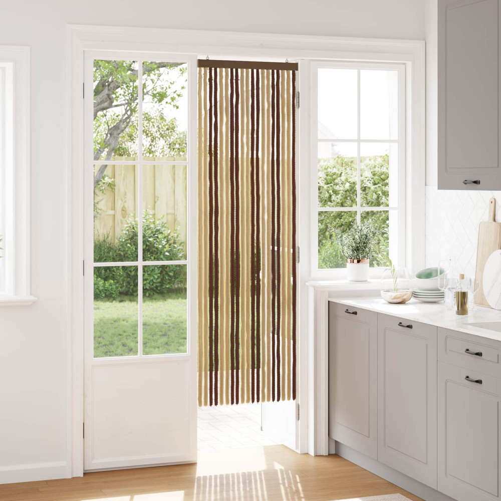 Produktbild för Insektsgardin Chenille Brun och beige 56 x 185 cm 100% PP