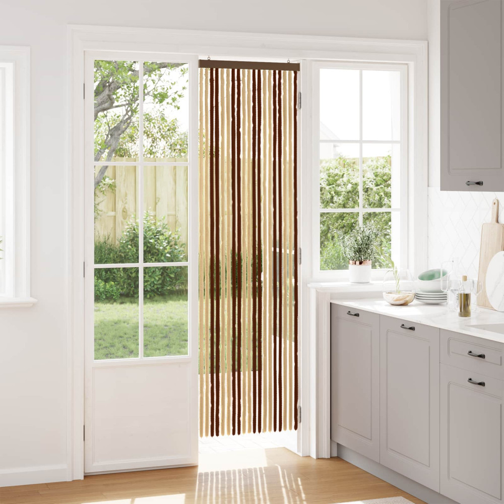 Produktbild för Insektsgardin Chenille Brun och beige 56 x 200 cm 100% PP