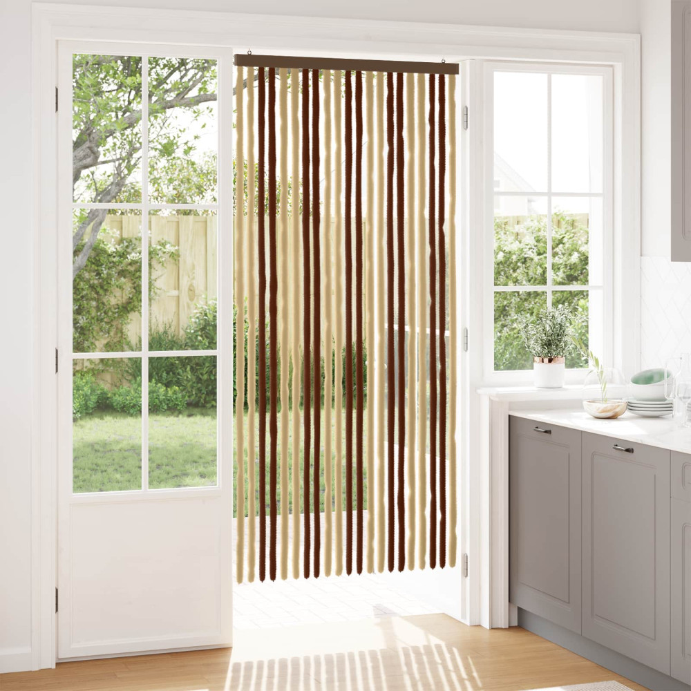 Produktbild för Insektsgardin Chenille Brun och beige 90 x 200 cm 100% PP