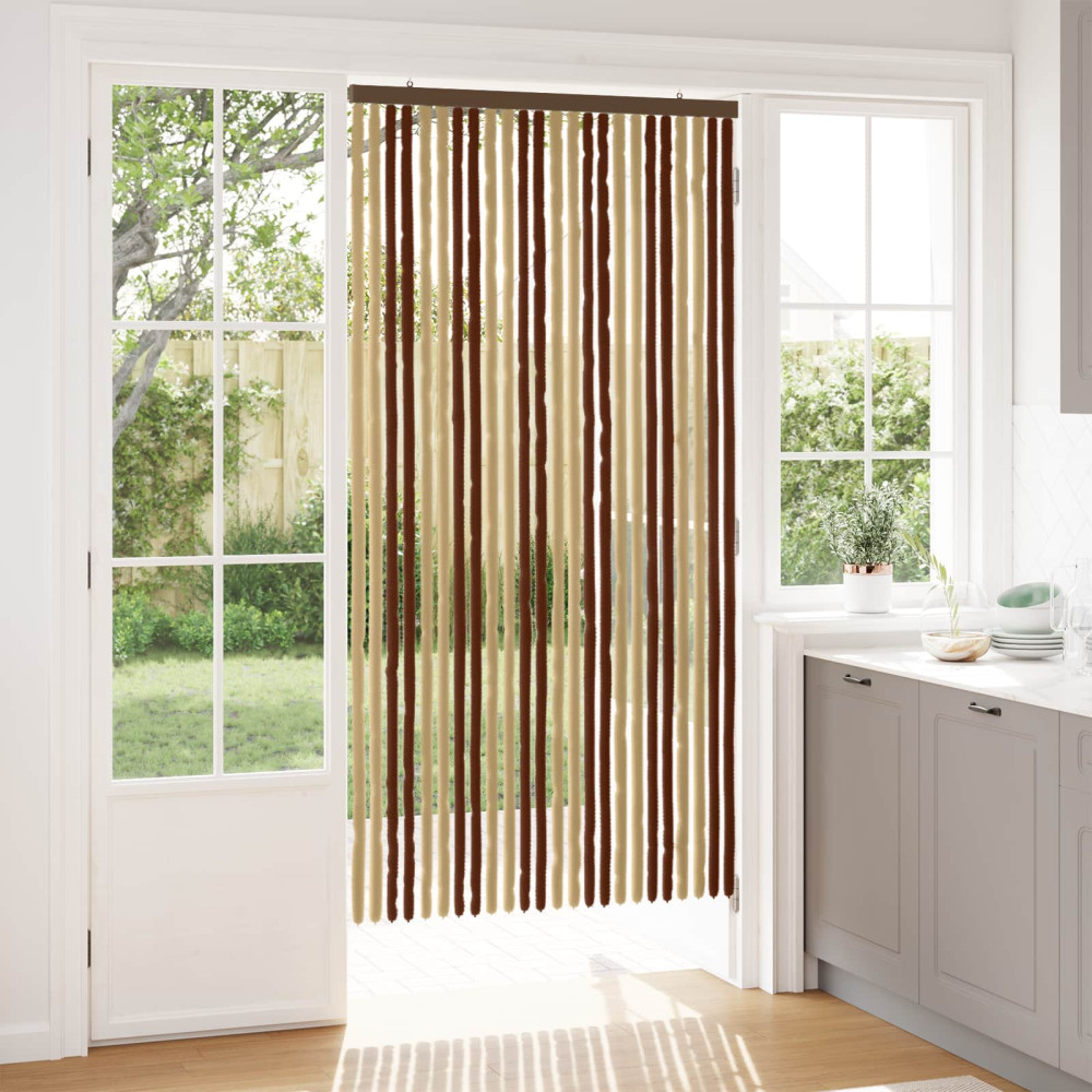 Produktbild för Insektsgardin Chenille Brun och beige 100 x 200 cm 100% PP