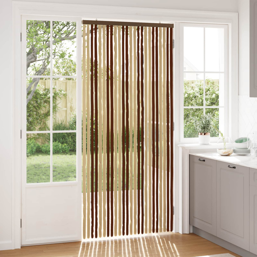 Produktbild för Insektsgardin Chenille Brun och beige 100 x 220 cm 100% PP