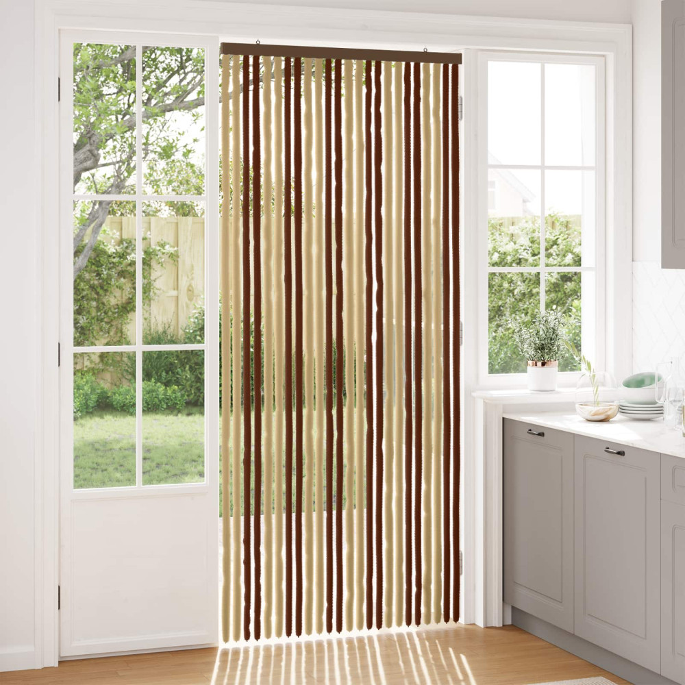 Produktbild för Insektsgardin Chenille Brun och beige 100 x 230 cm 100% PP