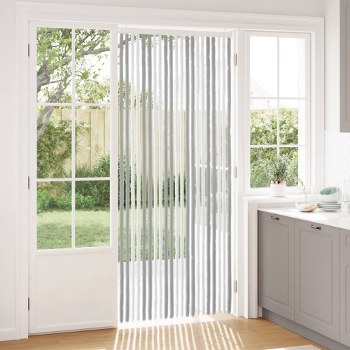 vidaXL Insektsgardin Chenille Grå och Vit 90 x 220 cm 100% PP