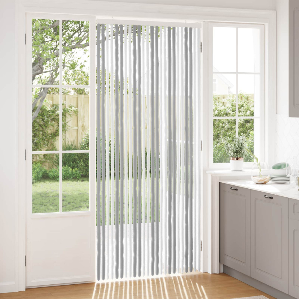 Produktbild för Insektsgardin Chenille Grå och Vit 100 x 230 cm 100% PP