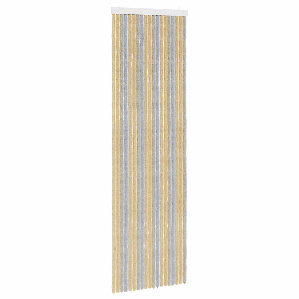 Produktbild för Insektsgardin Chenille Grå och Beige 56 x 185 cm 100% PP
