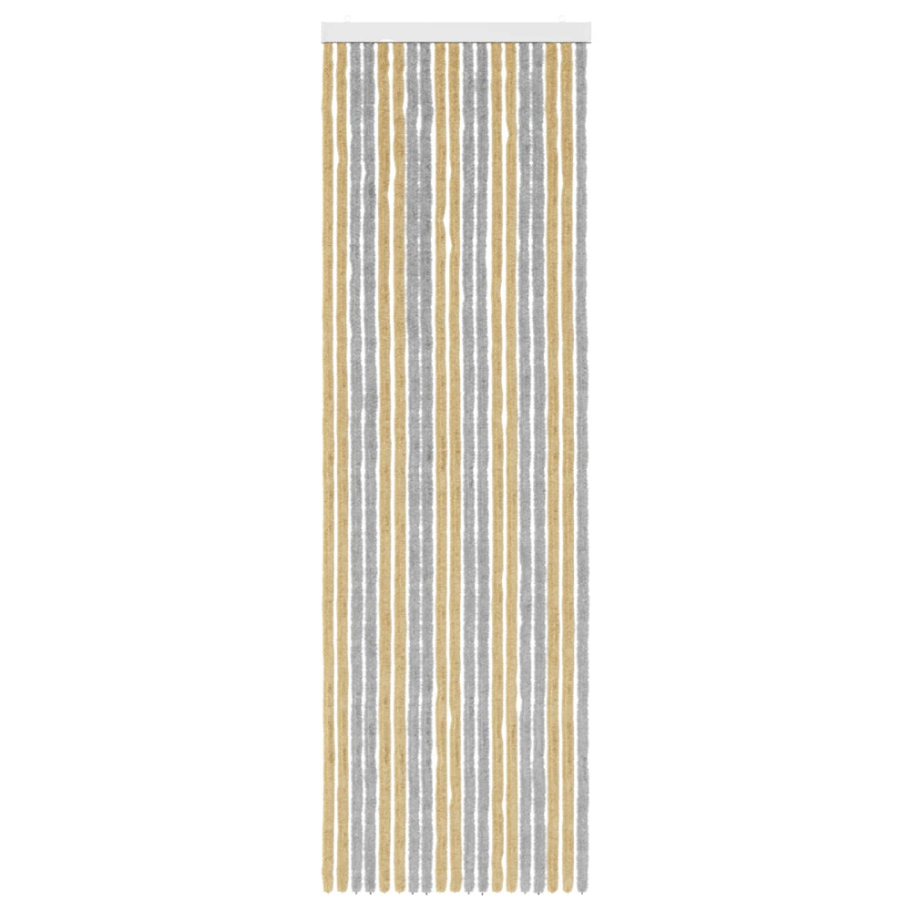 Produktbild för Insektsgardin Chenille Grå och Beige 56 x 185 cm 100% PP