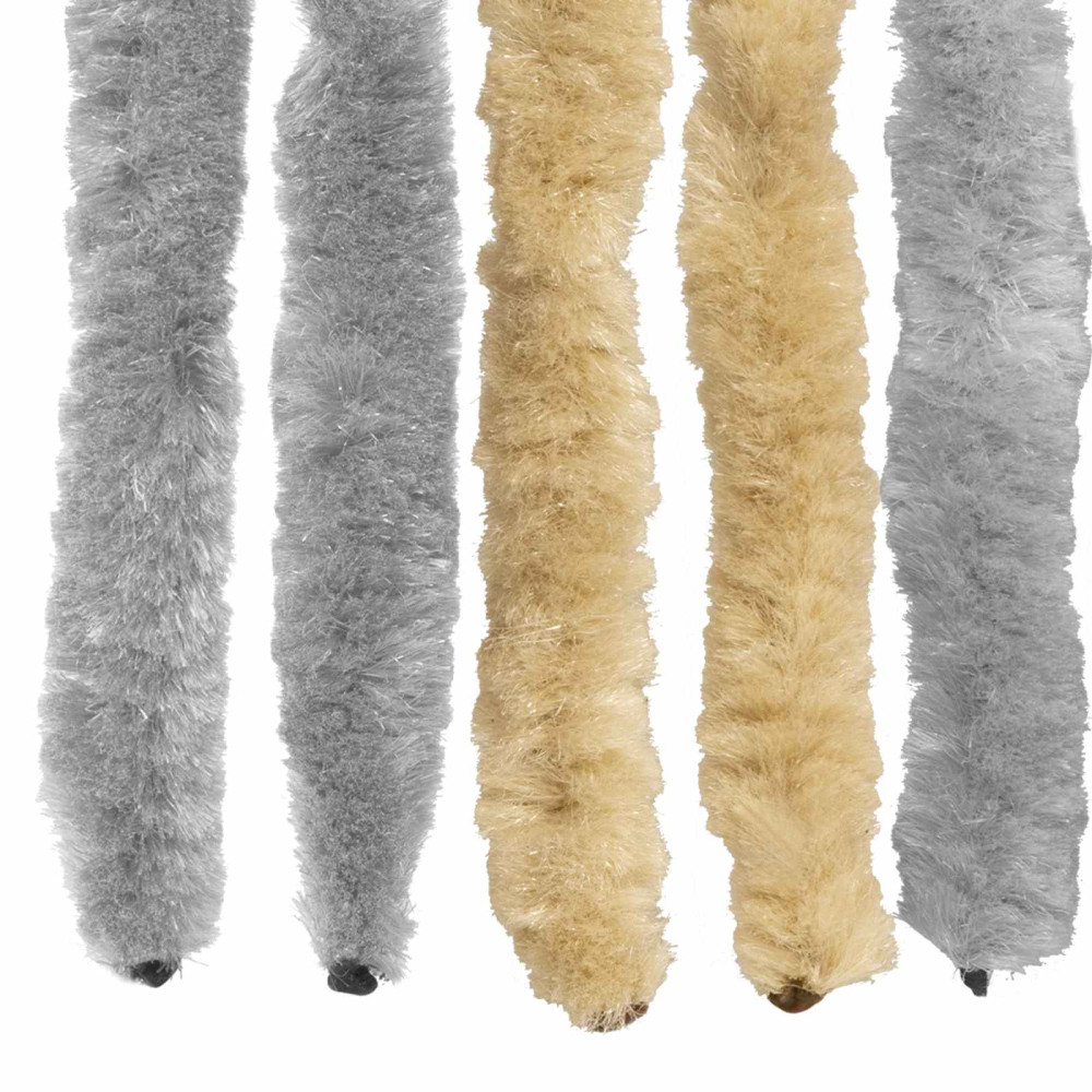 Produktbild för Insektsgardin Chenille Grå och Beige 56 x 185 cm 100% PP