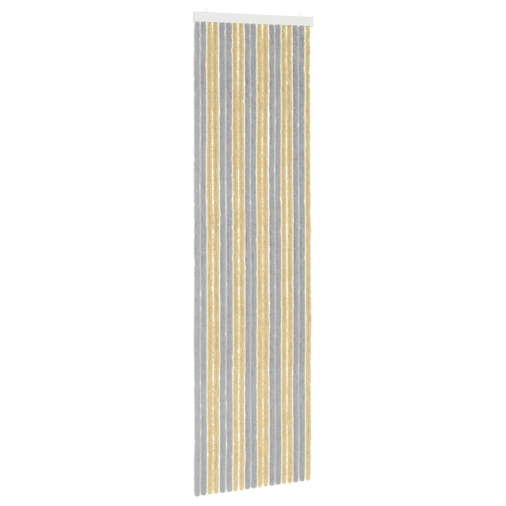 Produktbild för Insektsgardin Chenille Grå och Beige 56 x 200 cm 100% PP