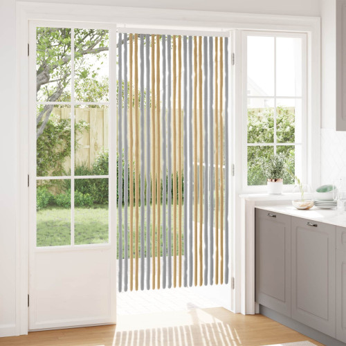 vidaXL Insektsgardin Chenille Grå och Beige 90 x 200 cm 100% PP