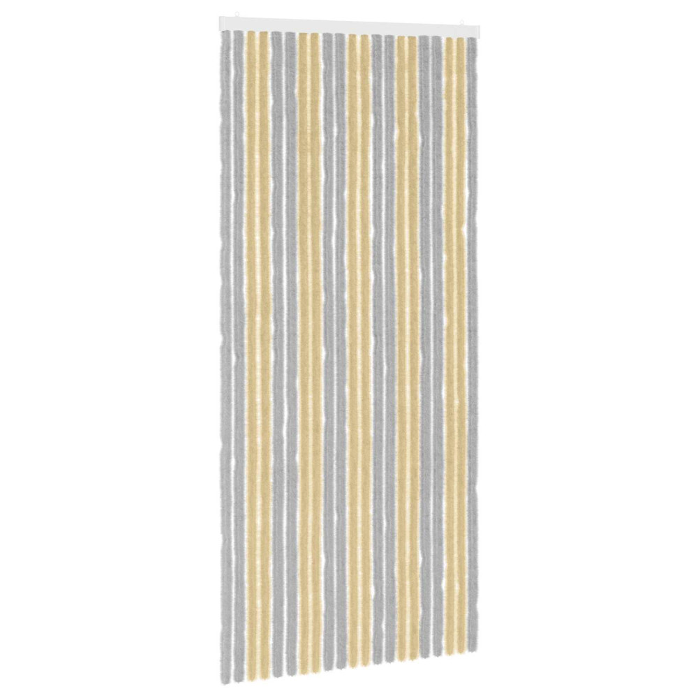 Produktbild för Insektsgardin Chenille Grå och Beige 90 x 200 cm 100% PP