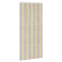 Produktbild för Insektsgardin Chenille Grå och Beige 90 x 200 cm 100% PP