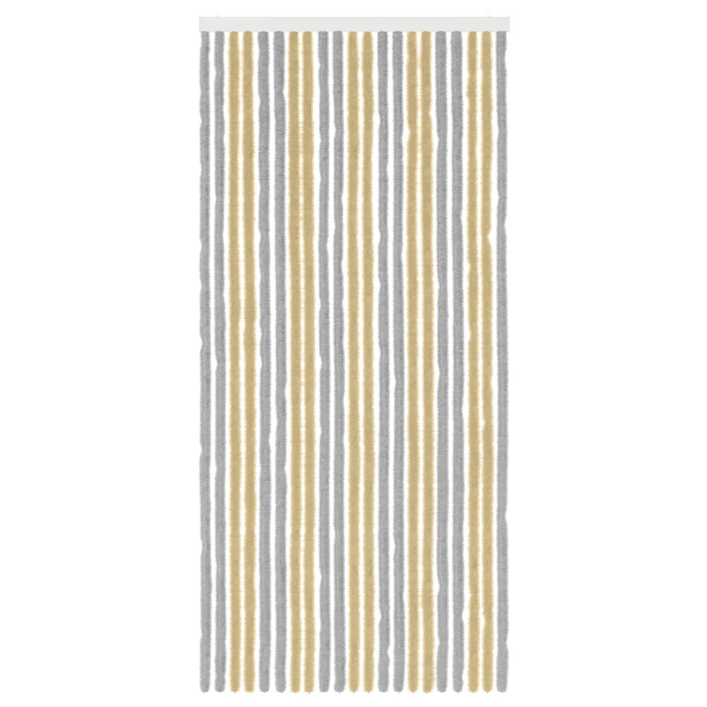 Produktbild för Insektsgardin Chenille Grå och Beige 90 x 200 cm 100% PP