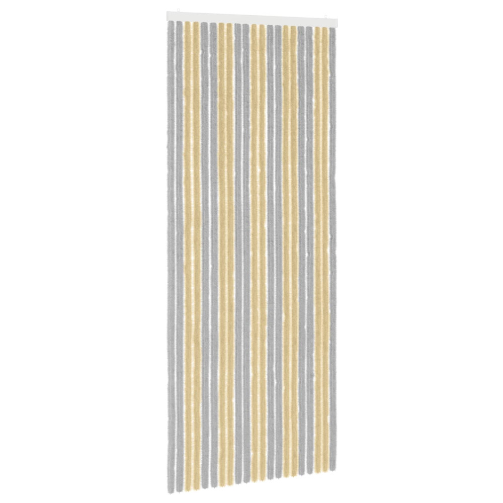 Produktbild för Insektsgardin Chenille Grå och Beige 90 x 220 cm 100% PP