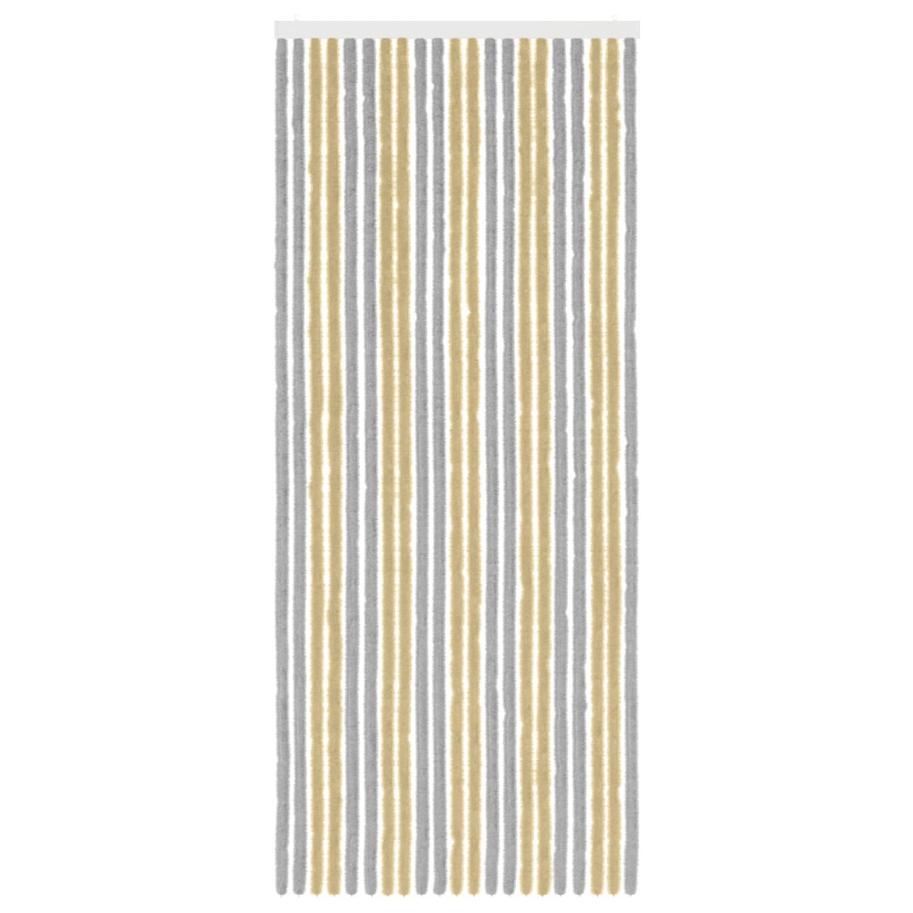Produktbild för Insektsgardin Chenille Grå och Beige 90 x 220 cm 100% PP